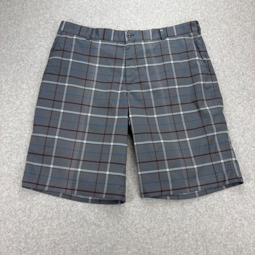 Nike Golf Shorts Mens 40 Gray Plaid Windowpane Dri Fit Stretch Performance Prep